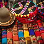 Rugs and hats for sale in Latin American market