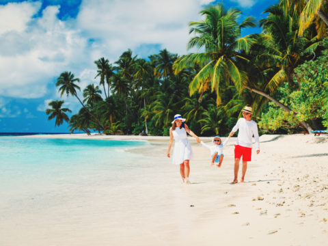 Family on beach